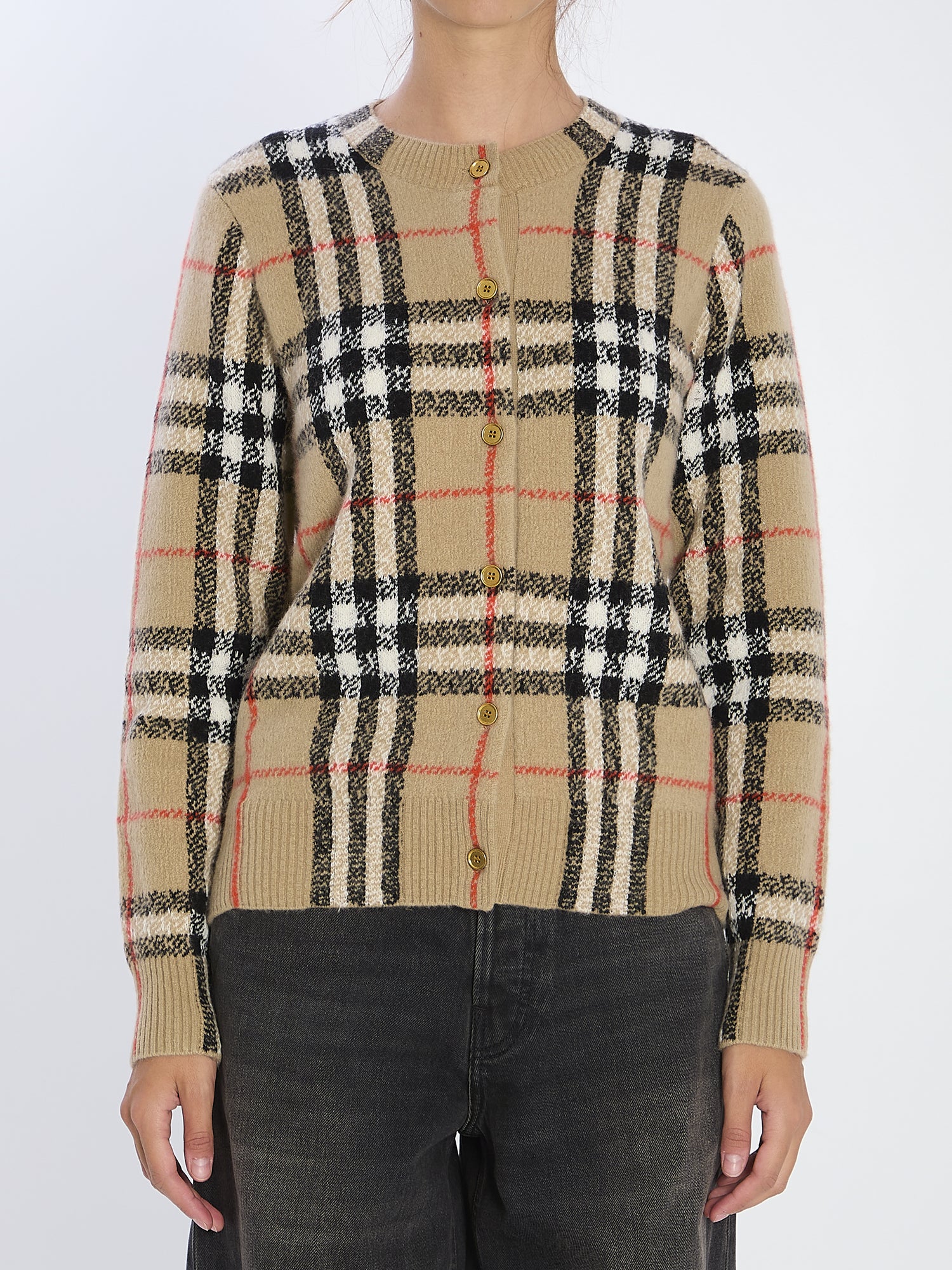 BURBERRY M check wool and cashmere cardigan