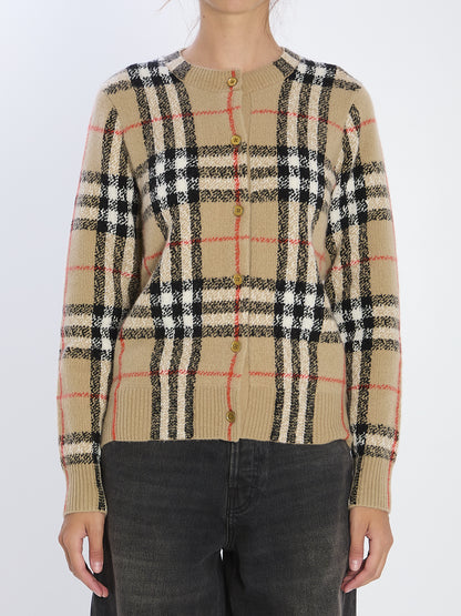 BURBERRY M check wool and cashmere cardigan