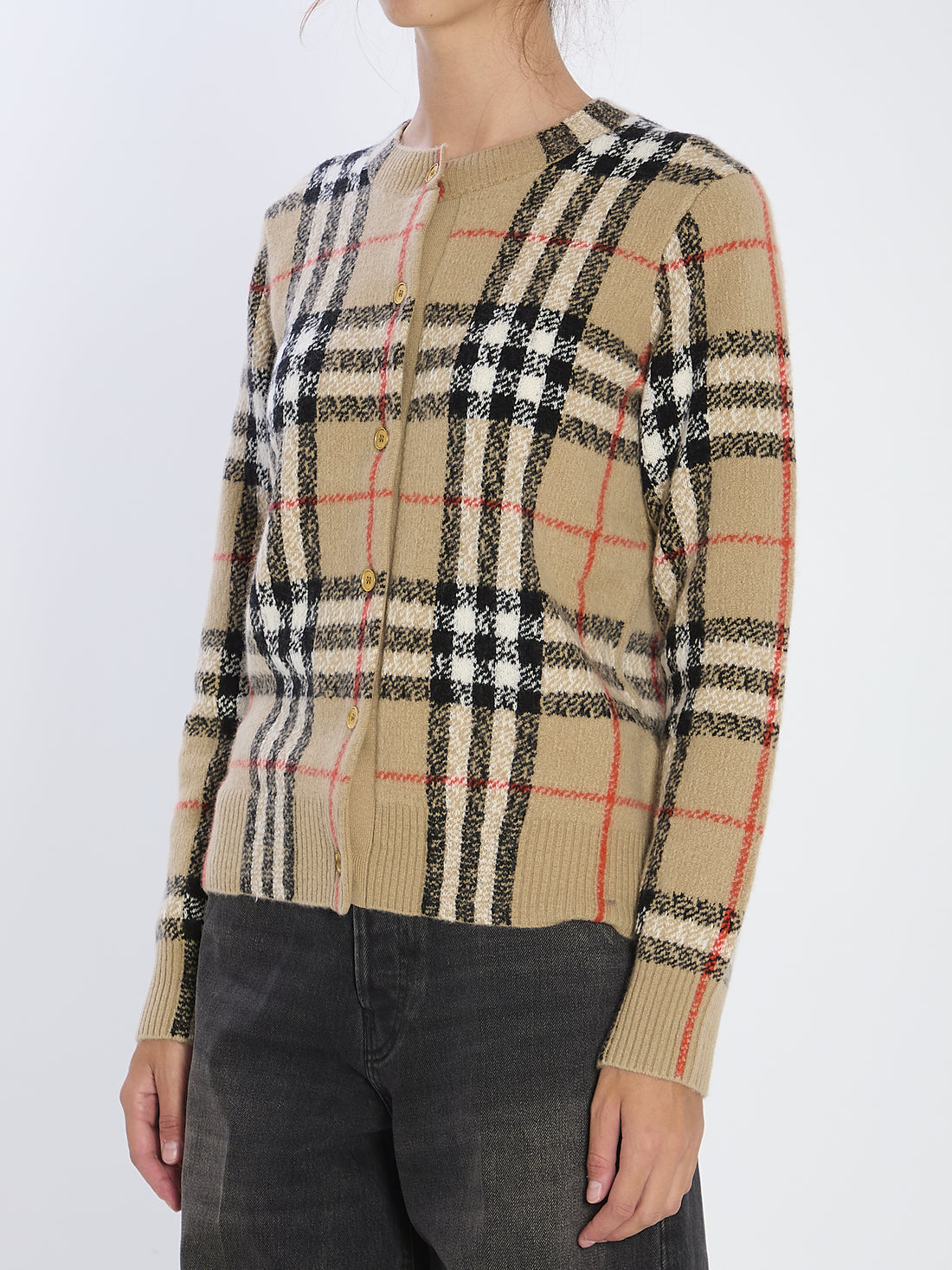 BURBERRY M check wool and cashmere cardigan