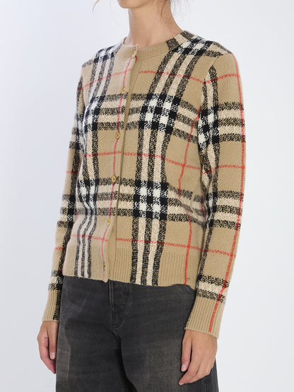 BURBERRY M check wool and cashmere cardigan