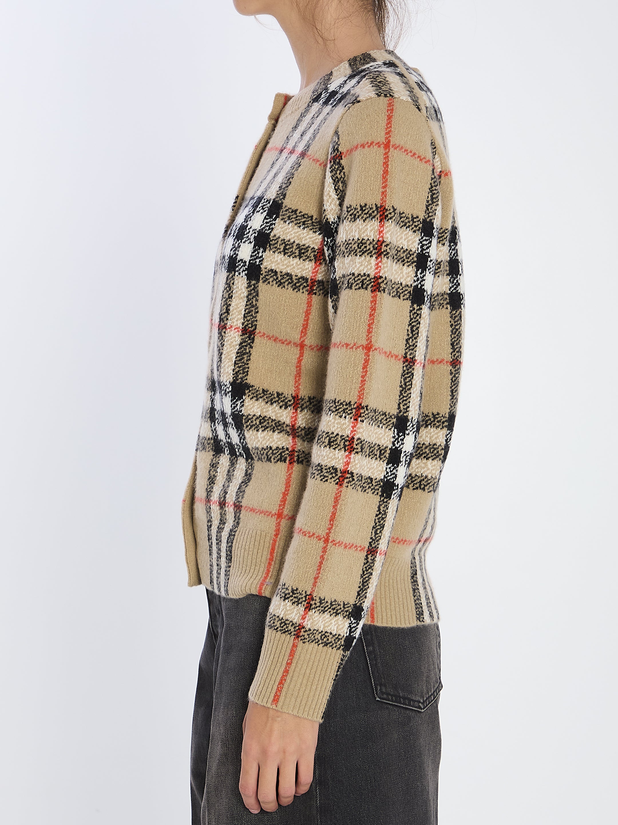BURBERRY M check wool and cashmere cardigan