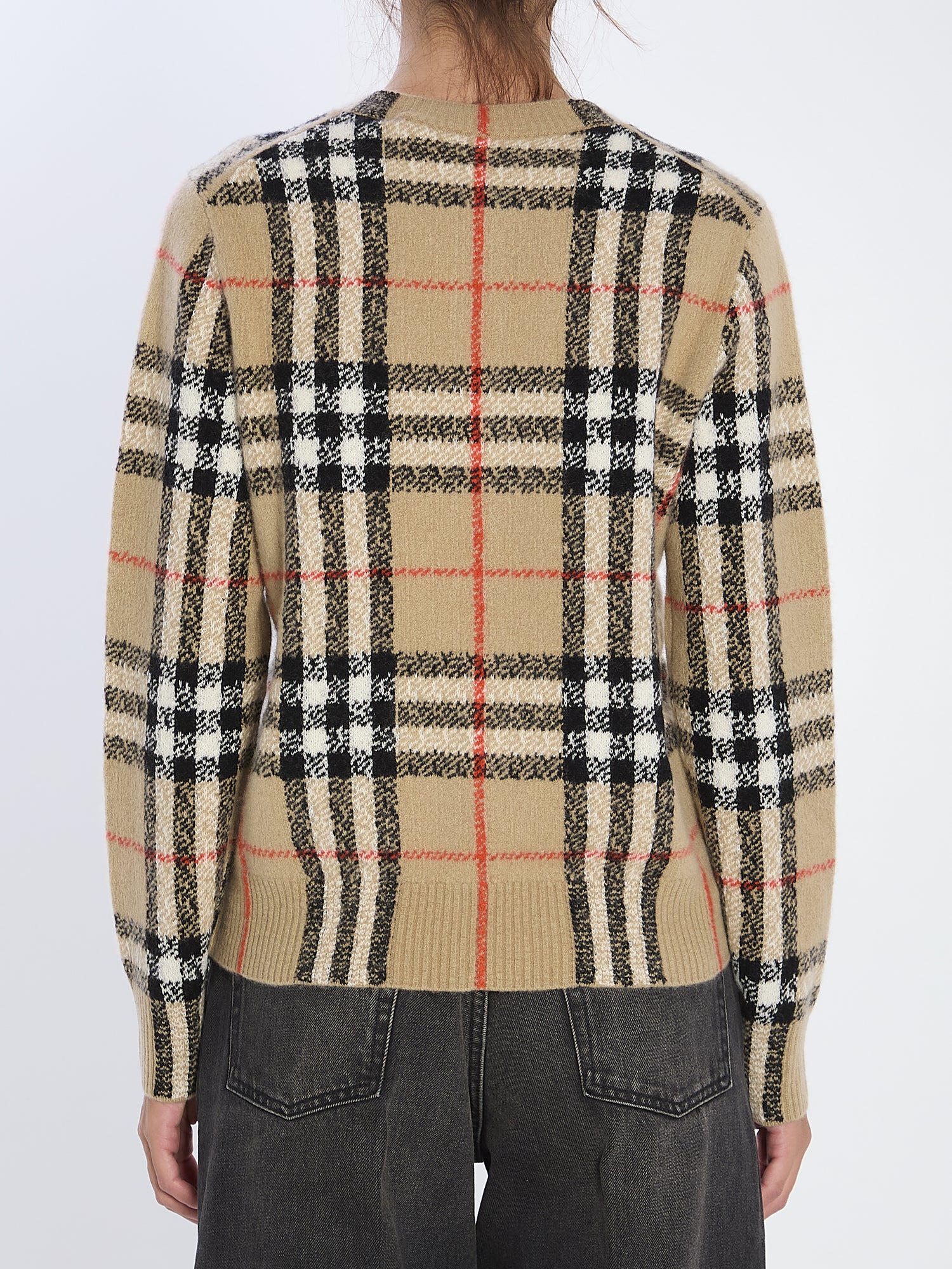 BURBERRY M check wool and cashmere cardigan
