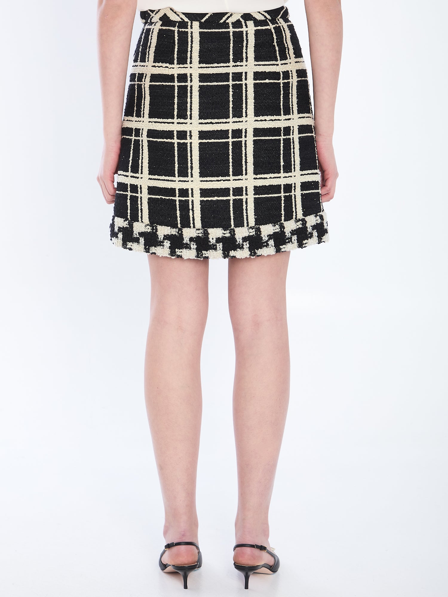 VALENTINO GARAVANI 40 macro check tweed mini skirt
