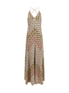 long lamé viscose dress with crossed straps