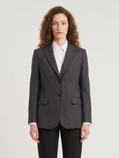 pinstripe single-breasted jacket