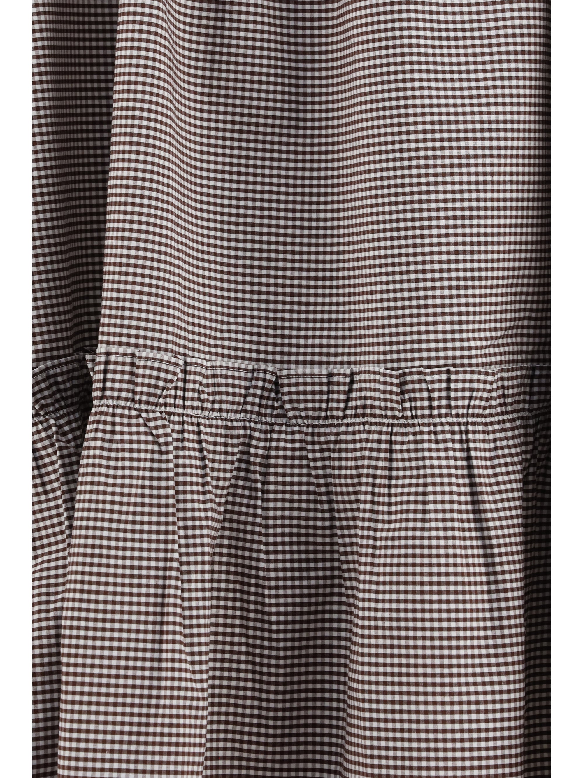 checked cotton skirt with gathered waist