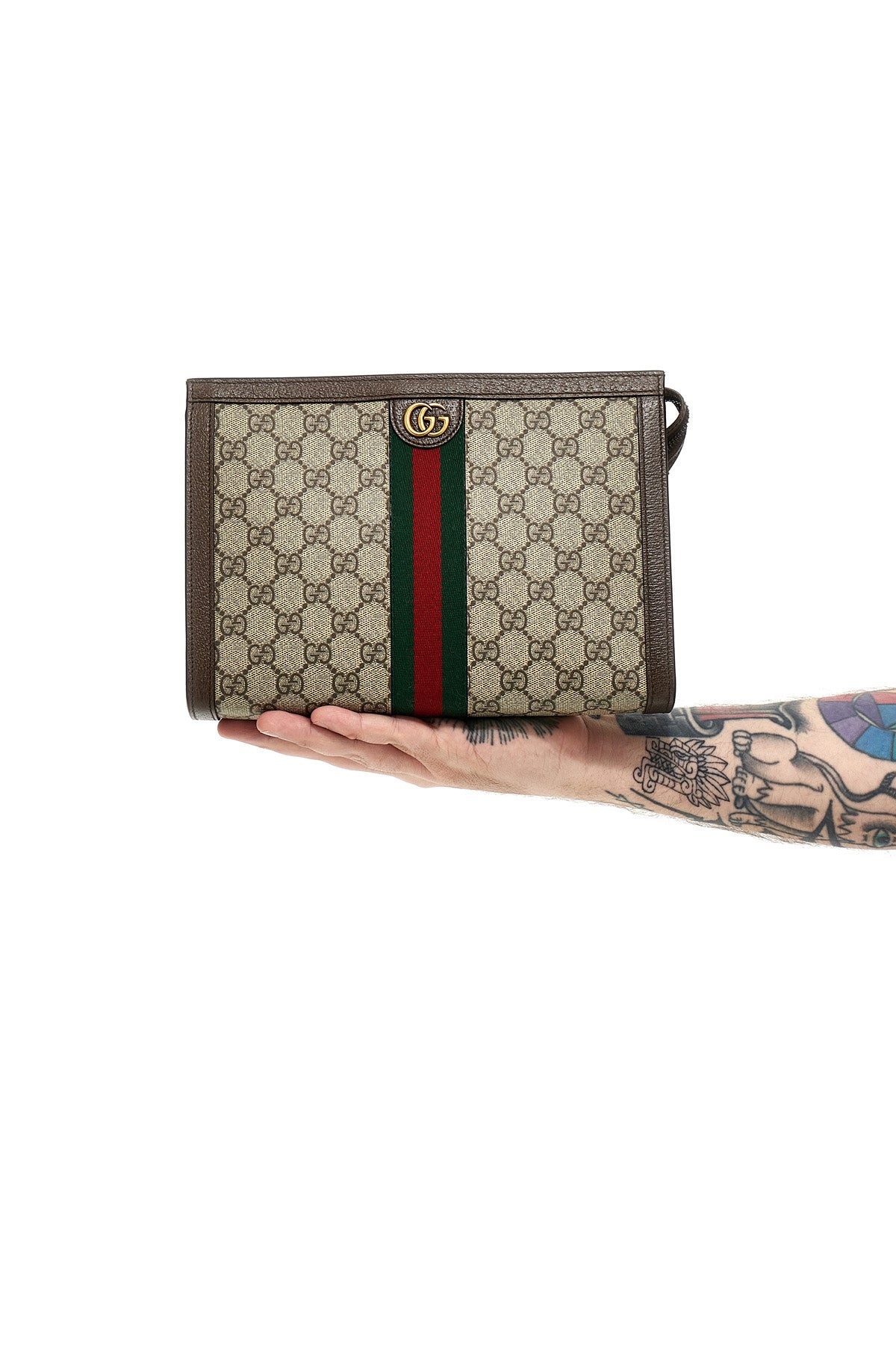 ophidia gg clutch bag in gg supreme fabric