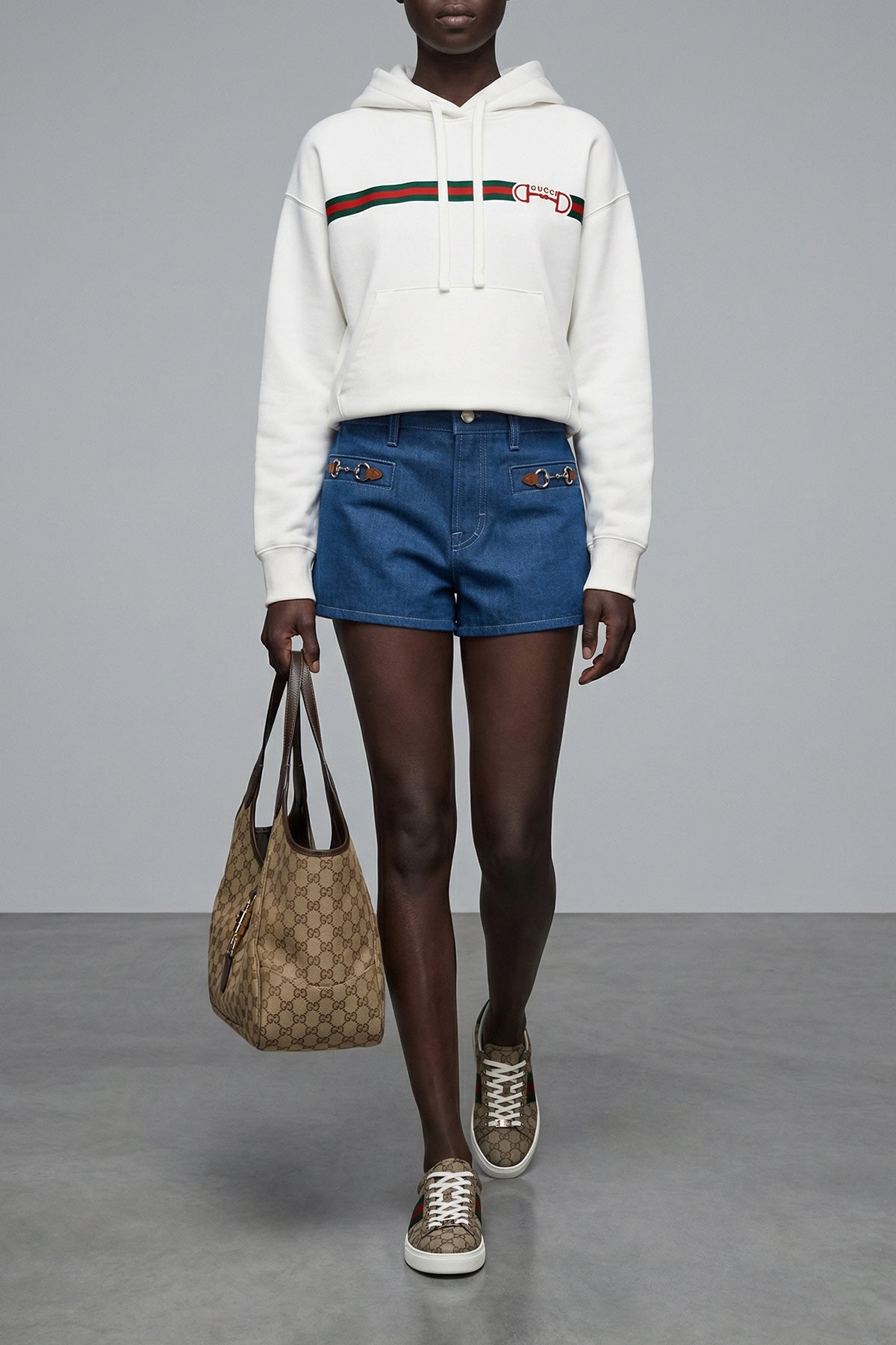 gucci ace sneakers in gg supreme fabric