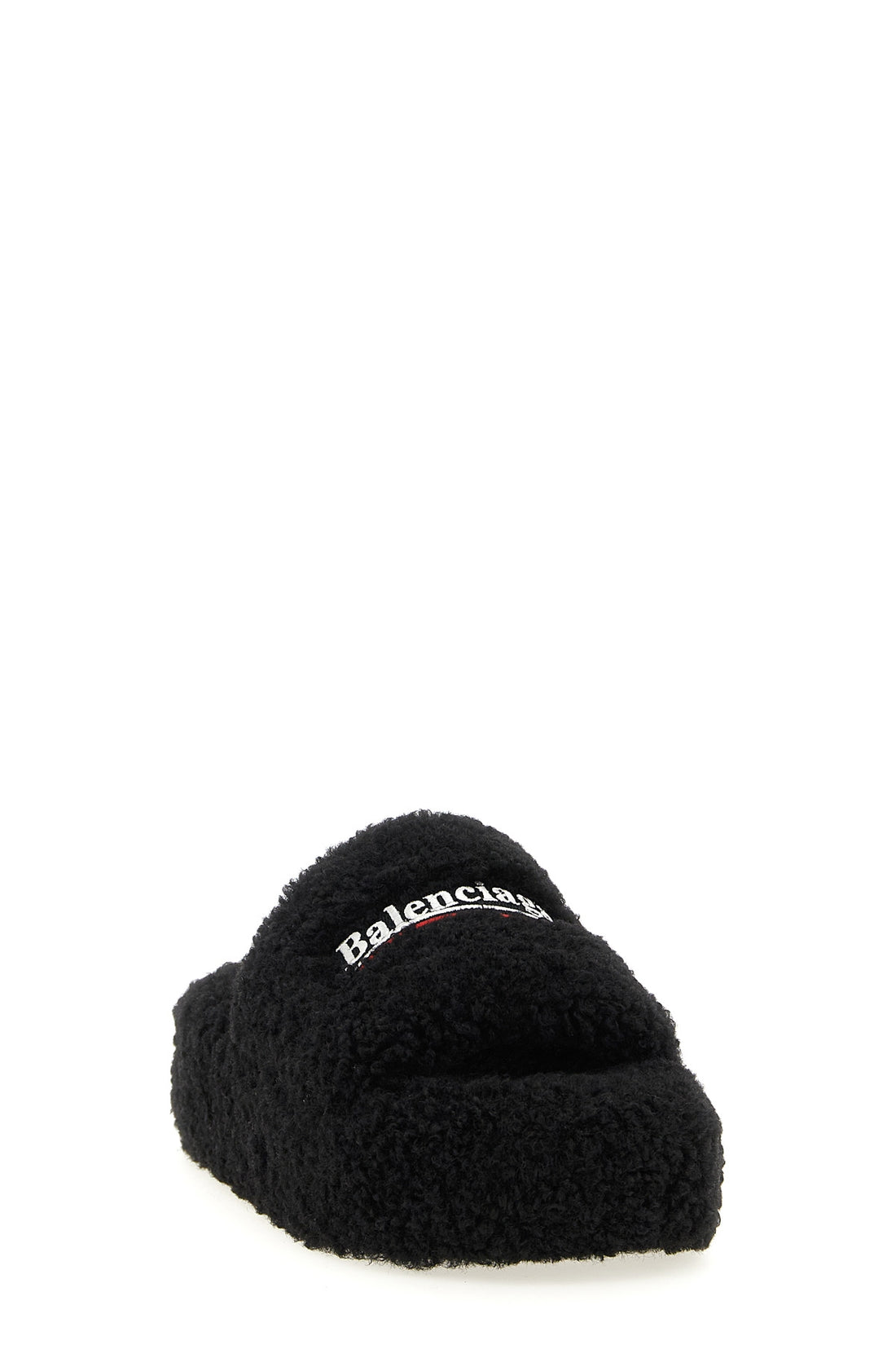 BALENCIAGA 37 furry platform slides in fur-effect fabric