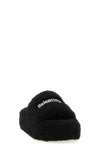 furry platform slides in fur-effect fabric