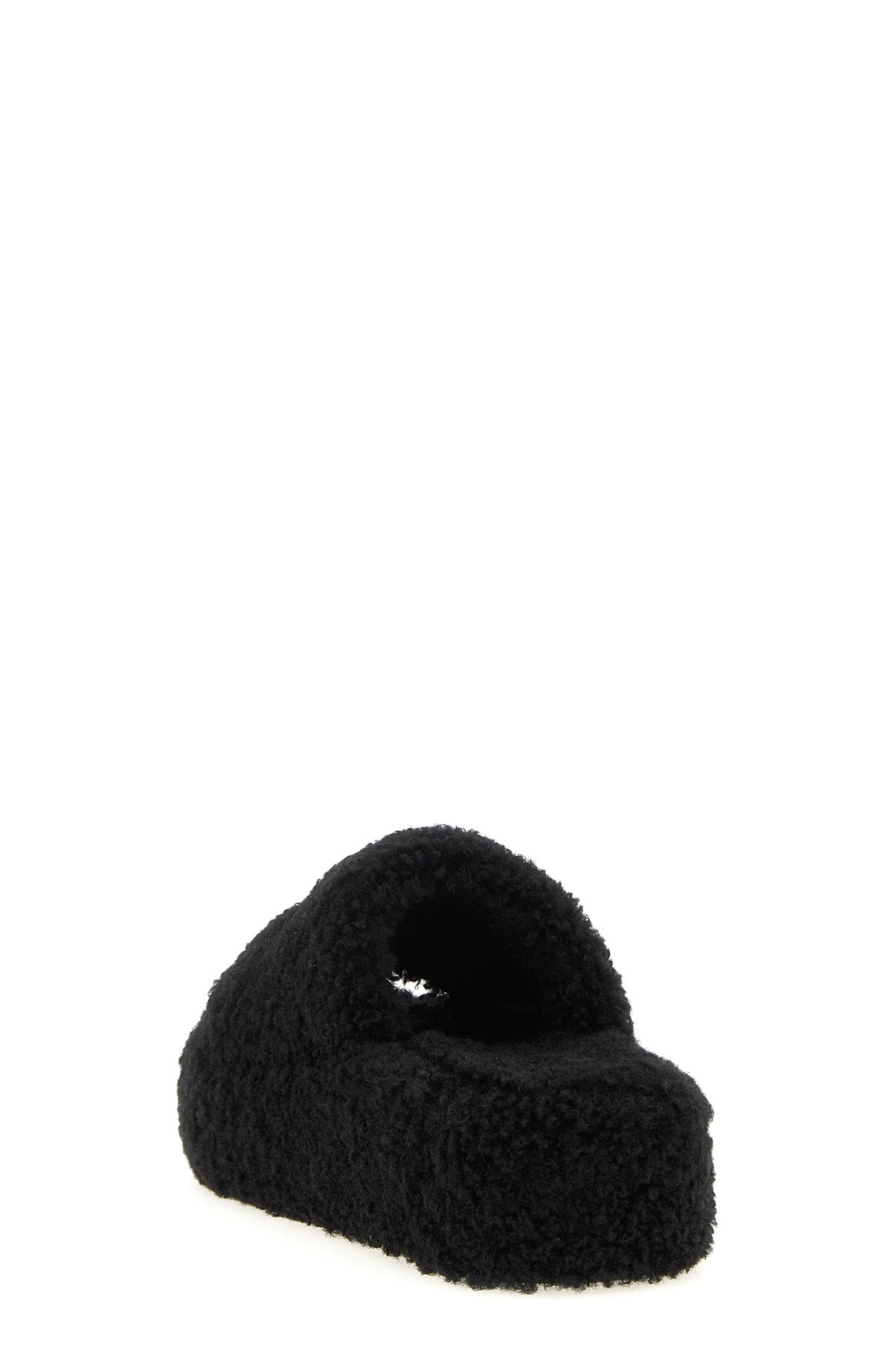 furry platform slides in fur-effect fabric