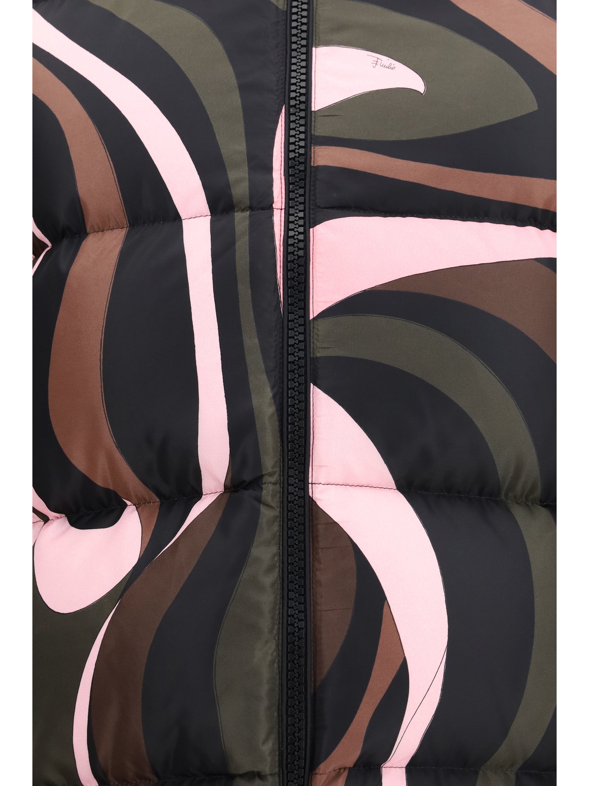 printed hooded puffer jacket