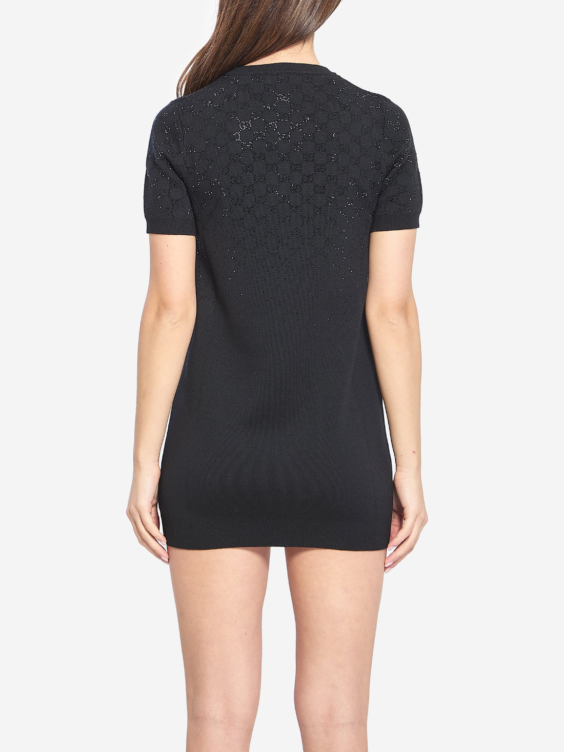 GUCCI S fine wool dress with gg crystals