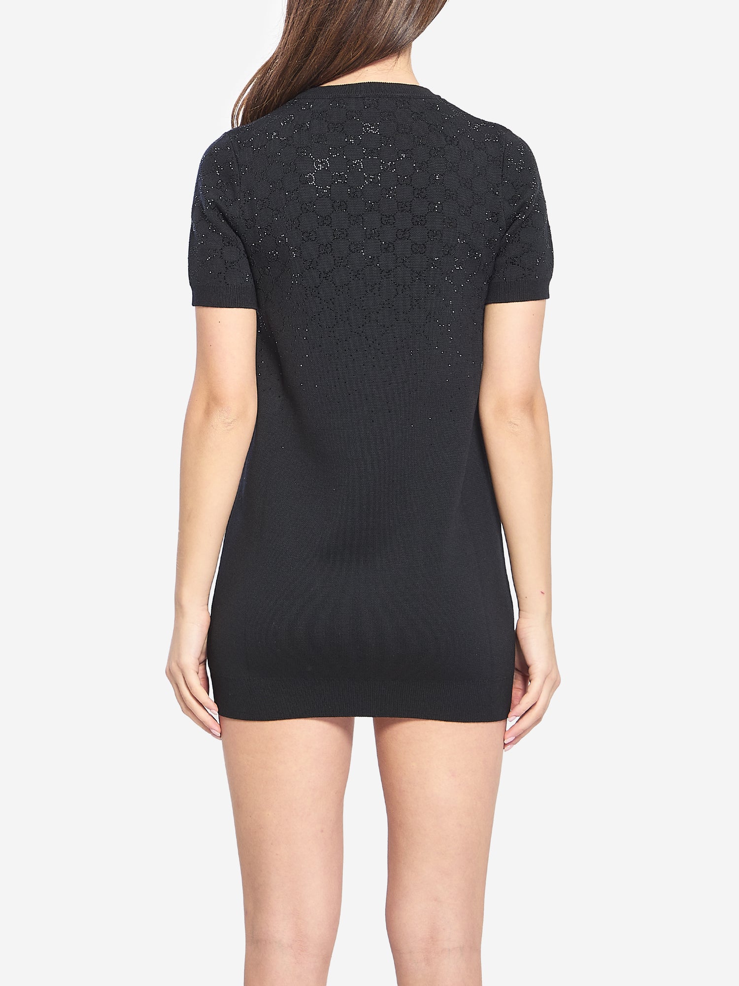 GUCCI S fine wool dress with gg crystals