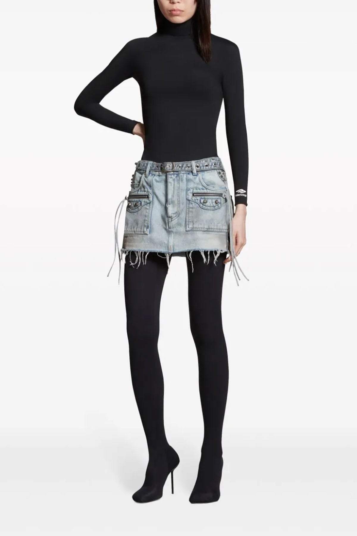cagole mini skirt in japanese cotton denim