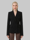 double-breasted wool double crêpe jacket