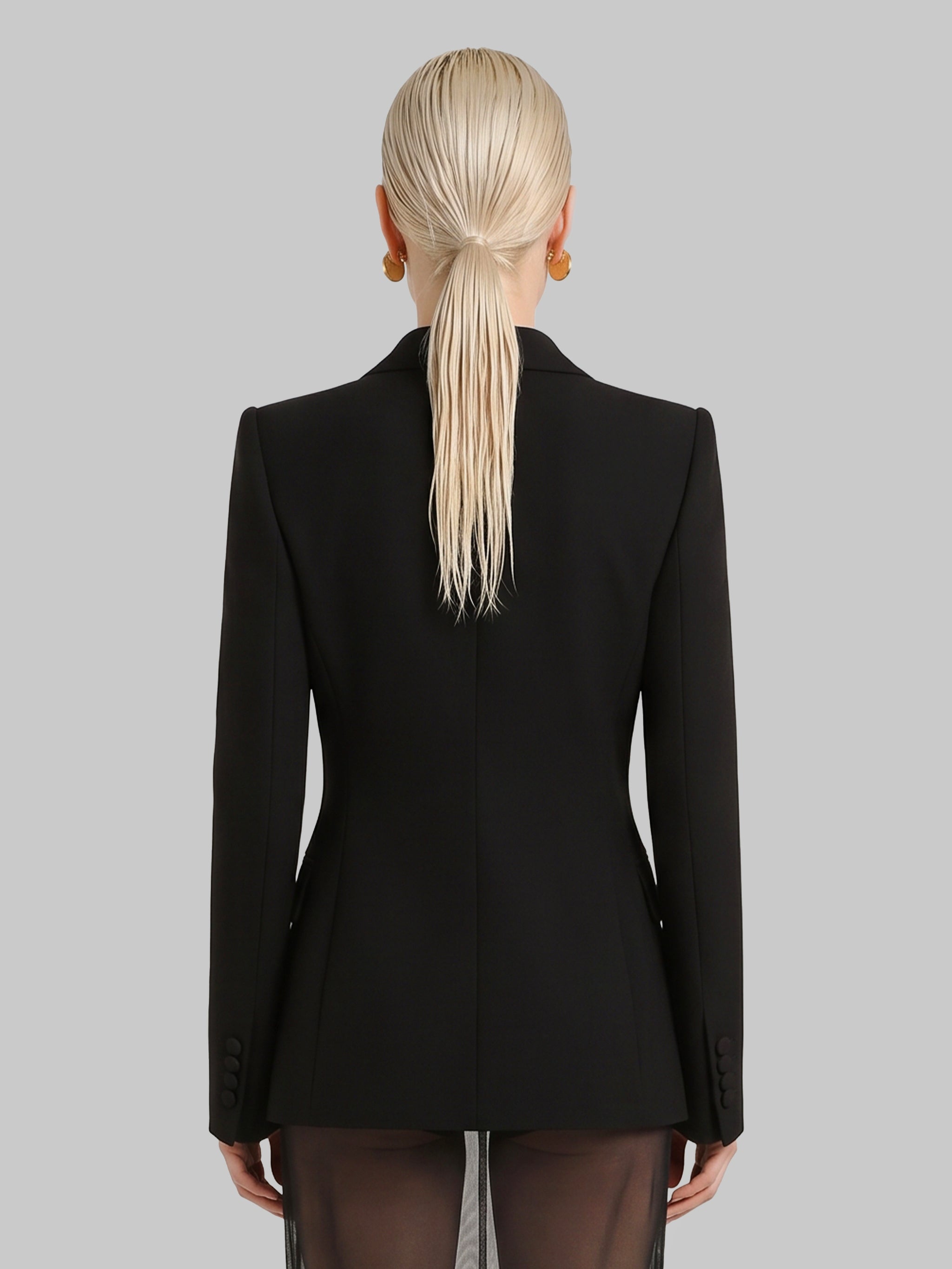 double-breasted wool double crêpe jacket