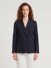navy velvet double-breasted jacket