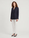 navy velvet double-breasted jacket