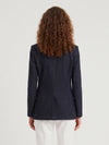 navy velvet double-breasted jacket