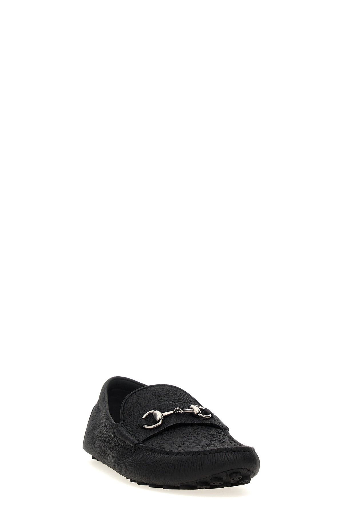 lgoo embossed leather driver loafers