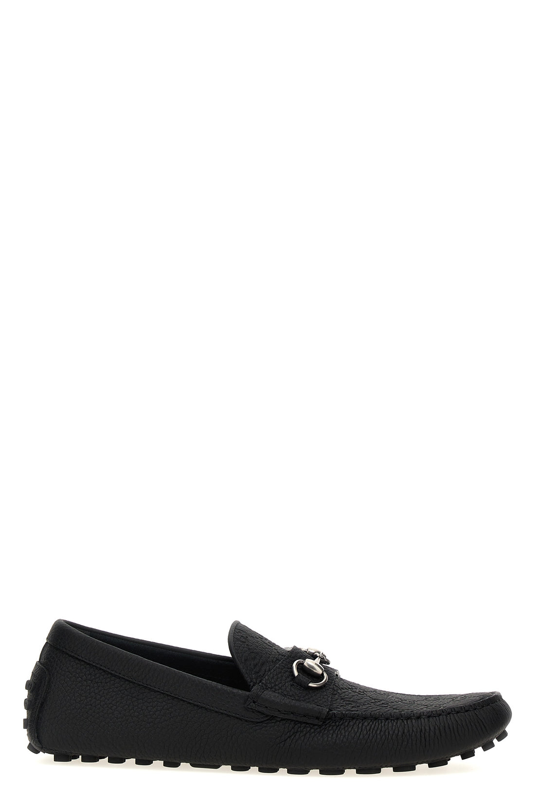GUCCI 8 lgoo embossed leather driver loafers