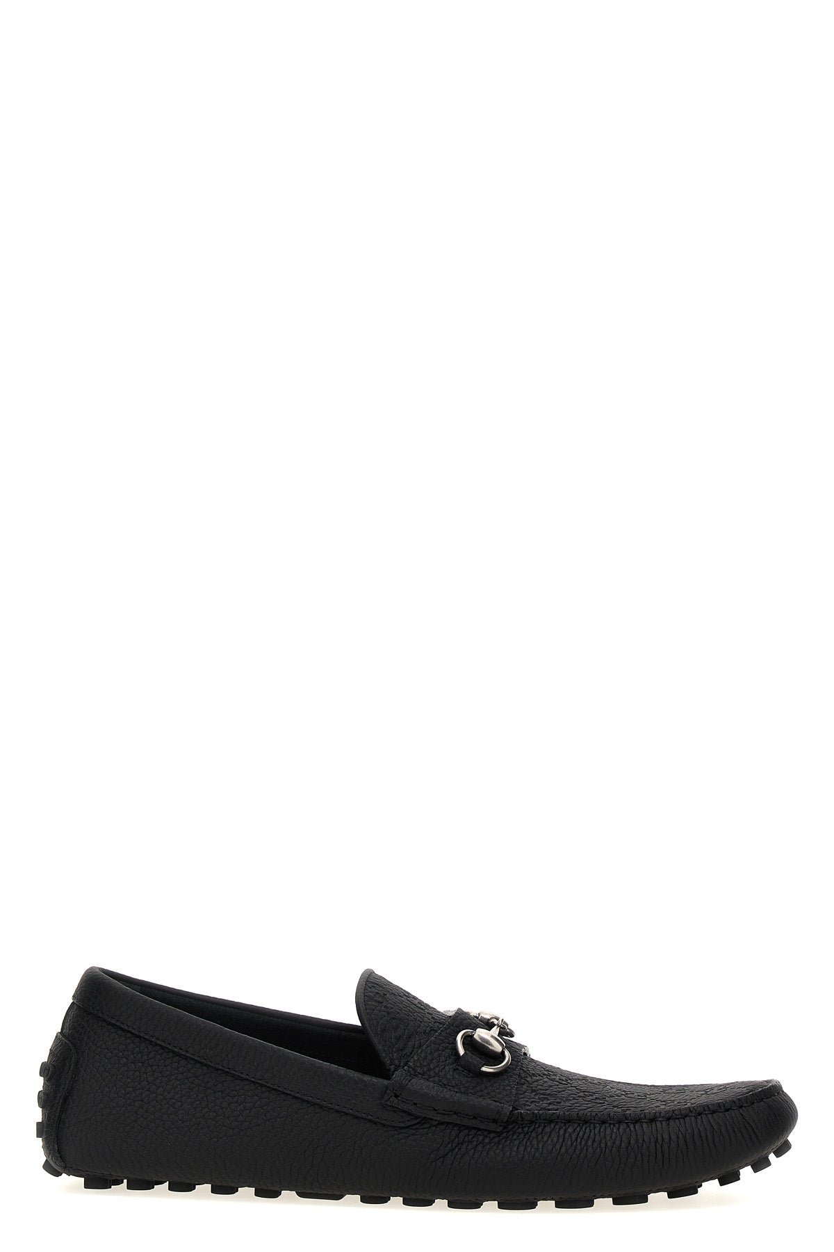 lgoo embossed leather driver loafers