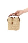 le 37 mini bucket bag in woven raffia