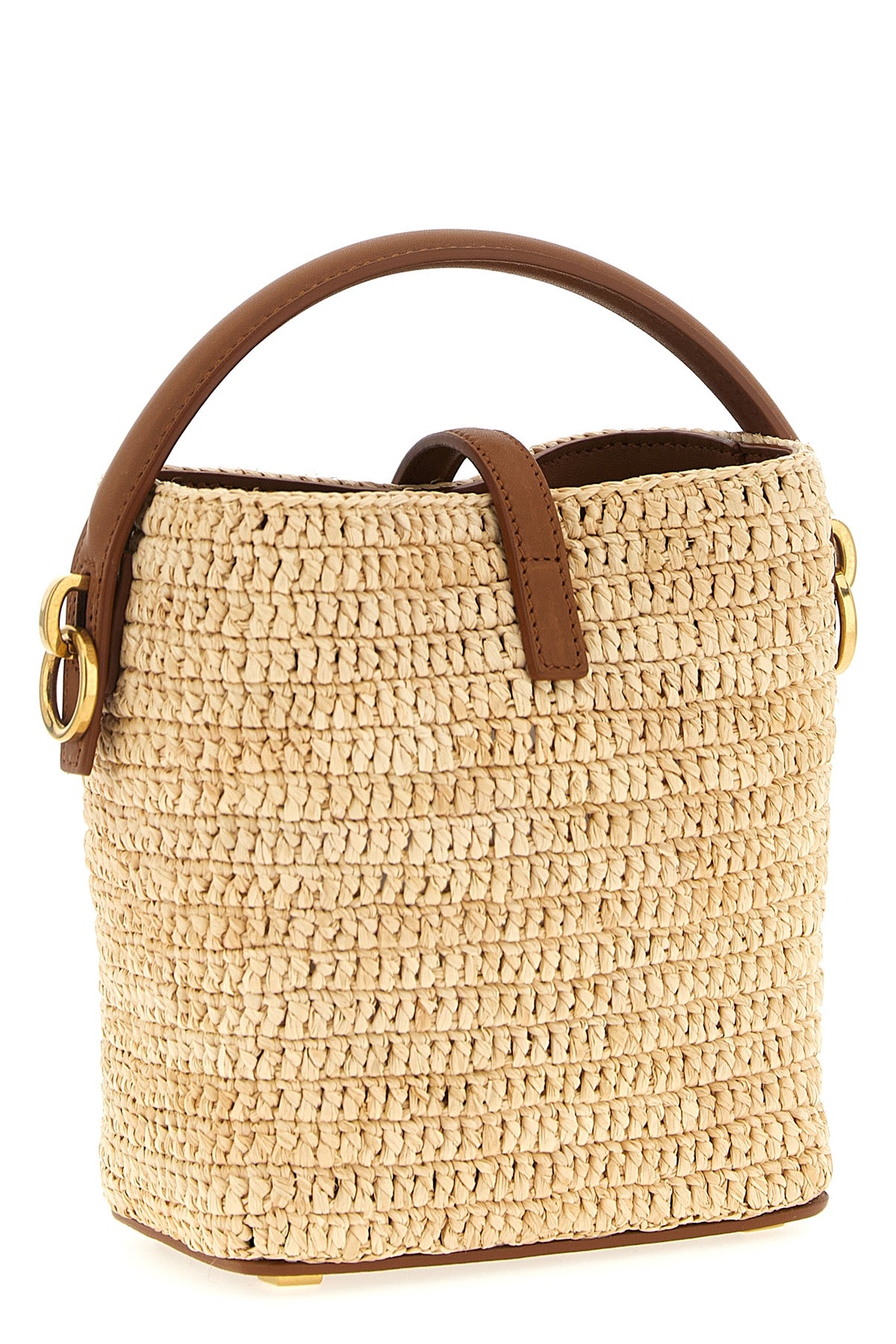 le 37 mini bucket bag in woven raffia