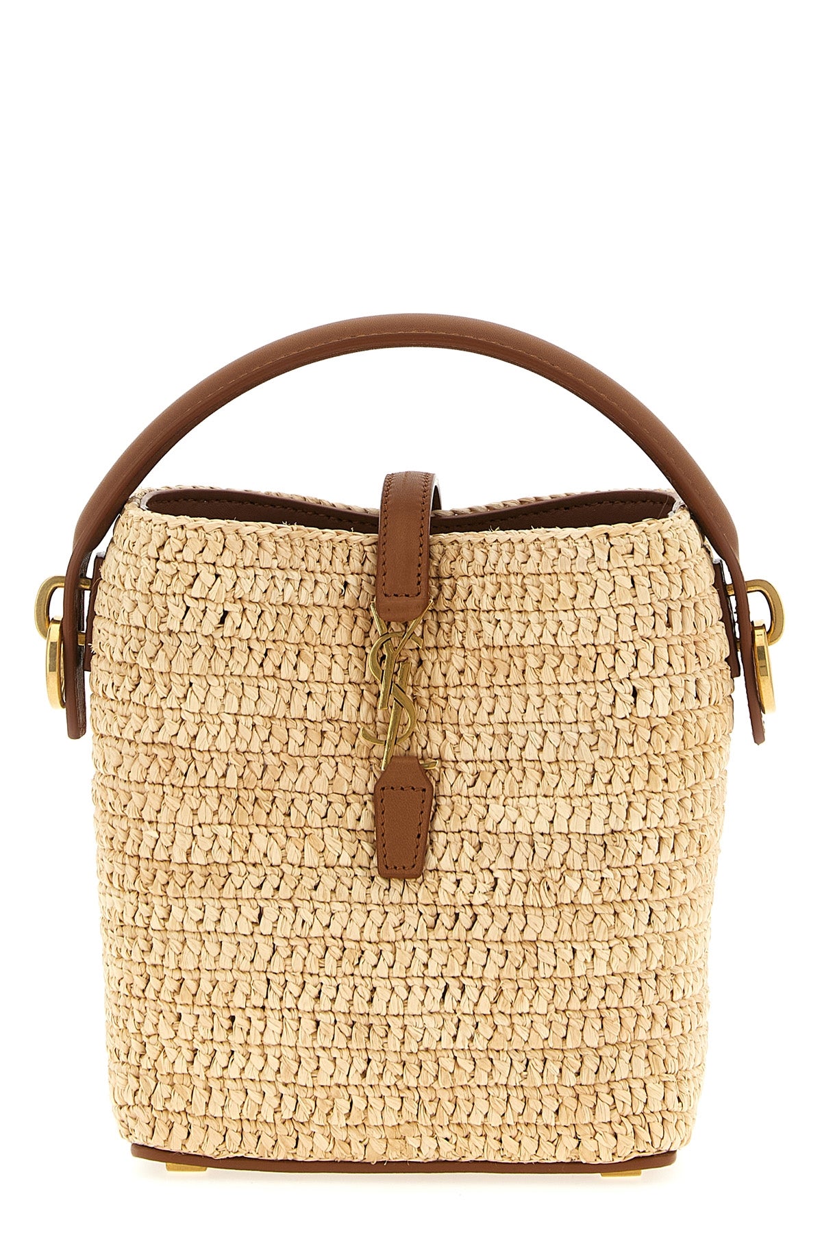le 37 mini bucket bag in woven raffia