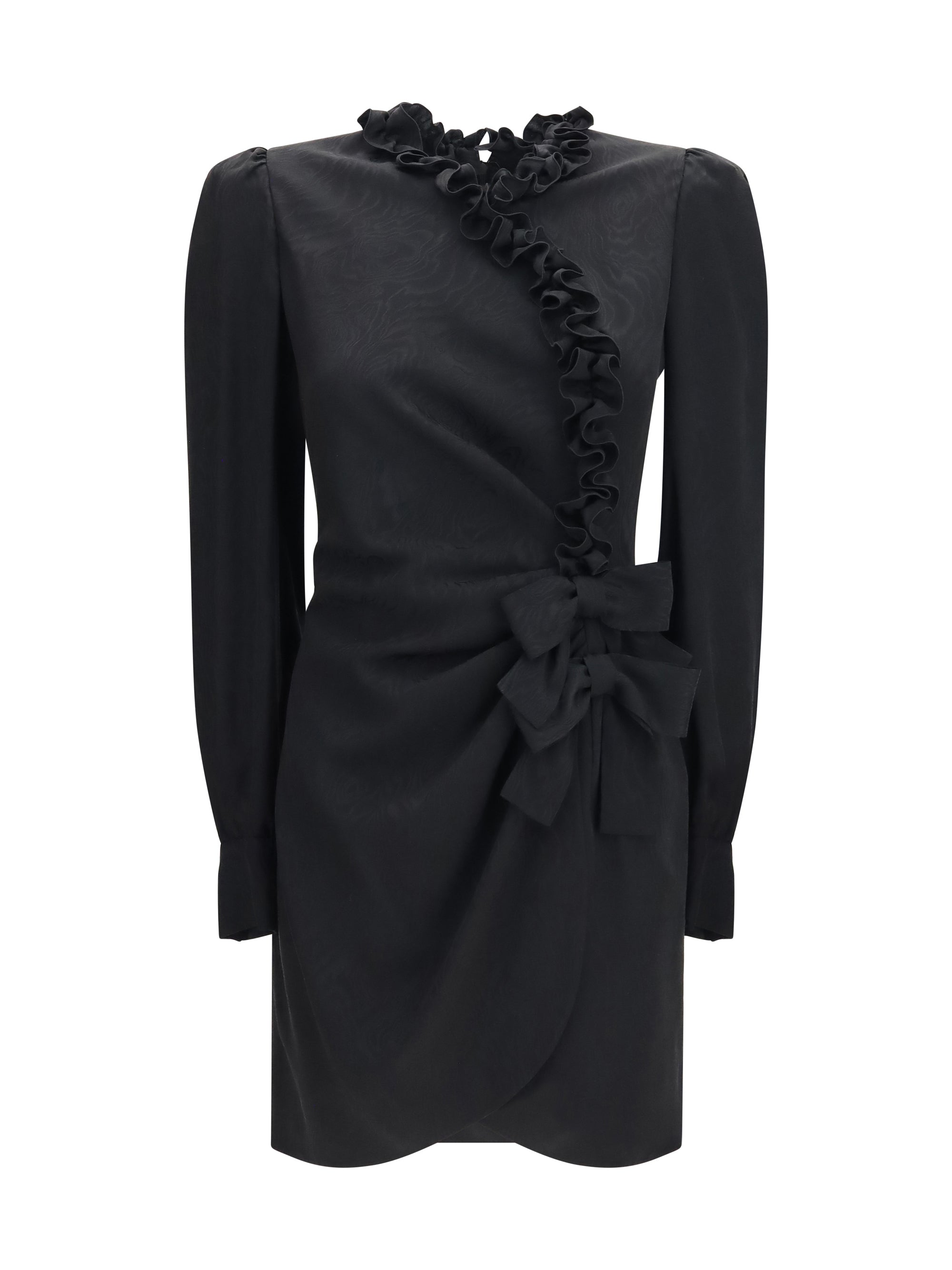 silk jacquard mini dress with ruffles