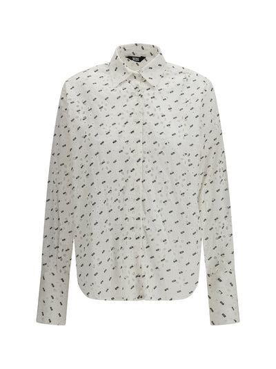 cotton broderie anglaise shirt with all-over logo embroidery