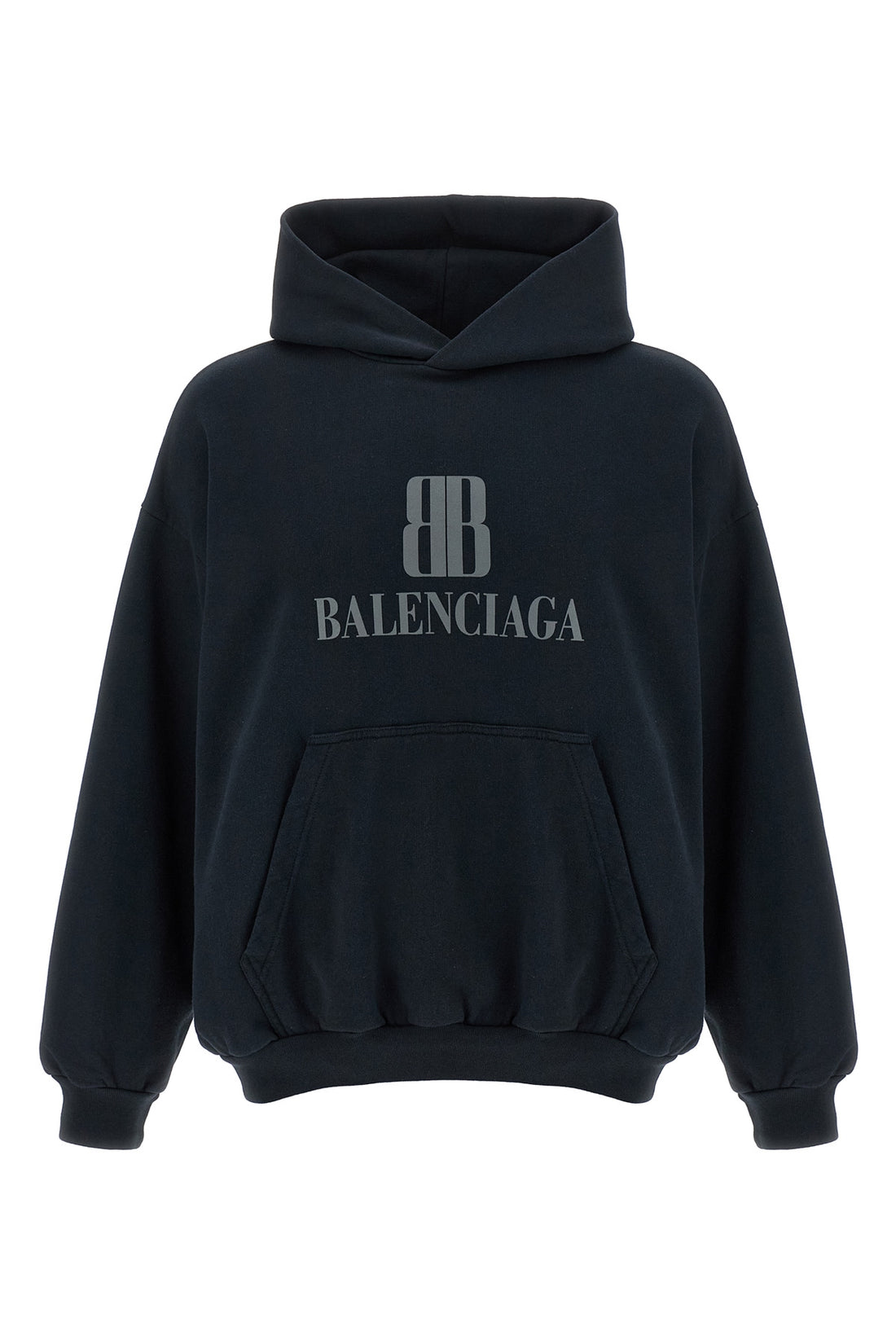 BALENCIAGA M nano bb hoodie in faded-effect dry fleece