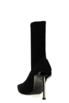 slash ribbed knit ankle boots