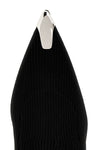 slash ribbed knit ankle boots
