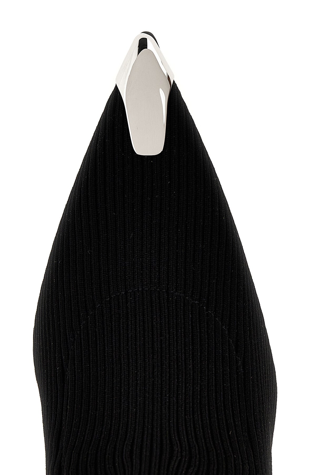 slash ribbed knit ankle boots