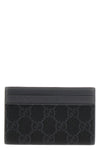gg supreme leather and fabric card holder