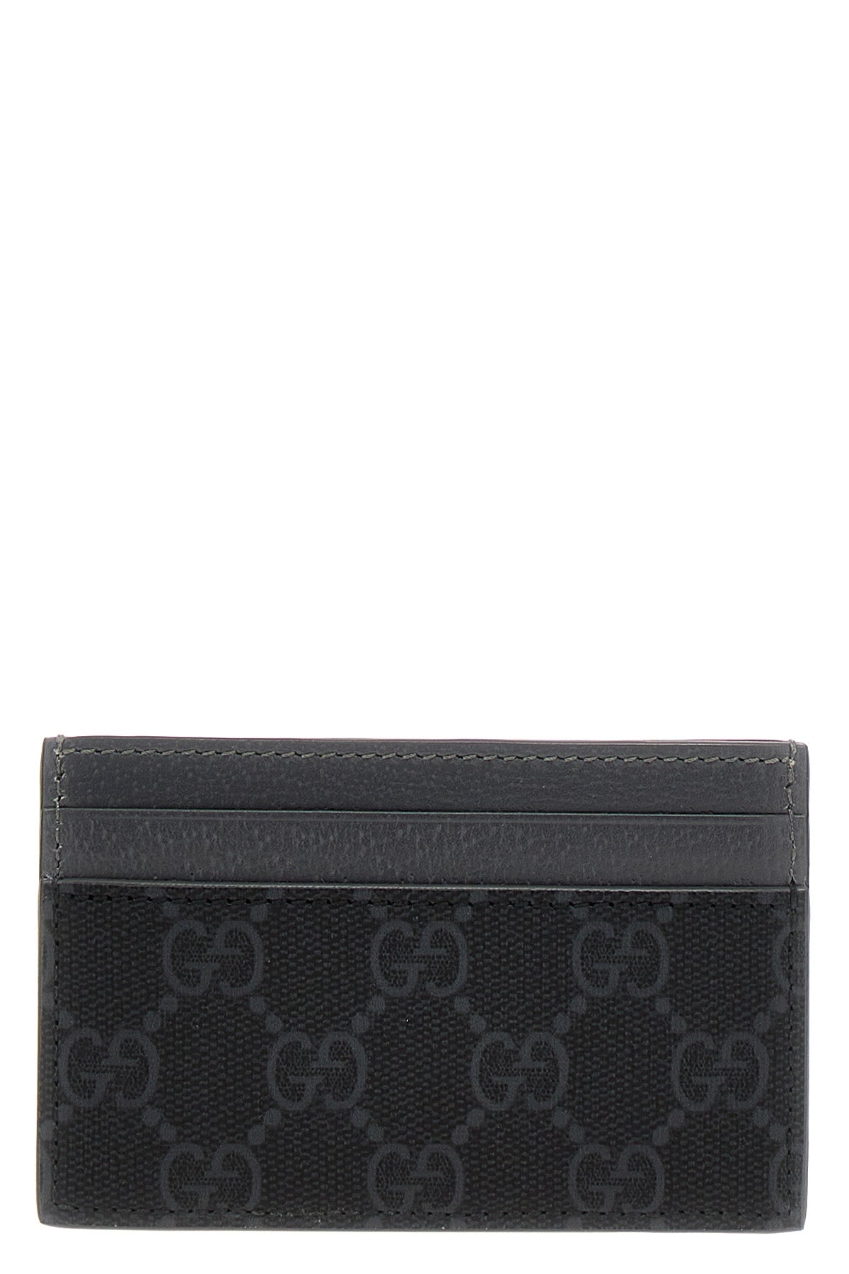 gg supreme leather and fabric card holder