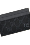 gg supreme leather and fabric card holder