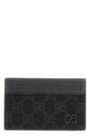 gg supreme leather and fabric card holder