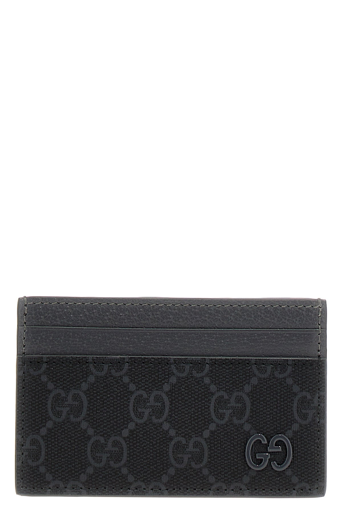 gg supreme leather and fabric card holder