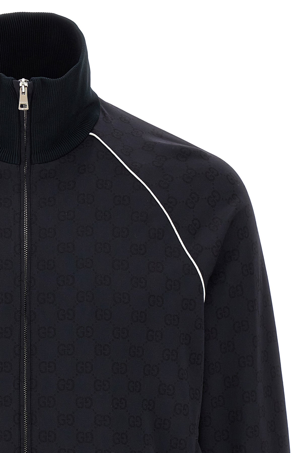 gg jacquard tech cotton nylon and jersey blend sweatshirt