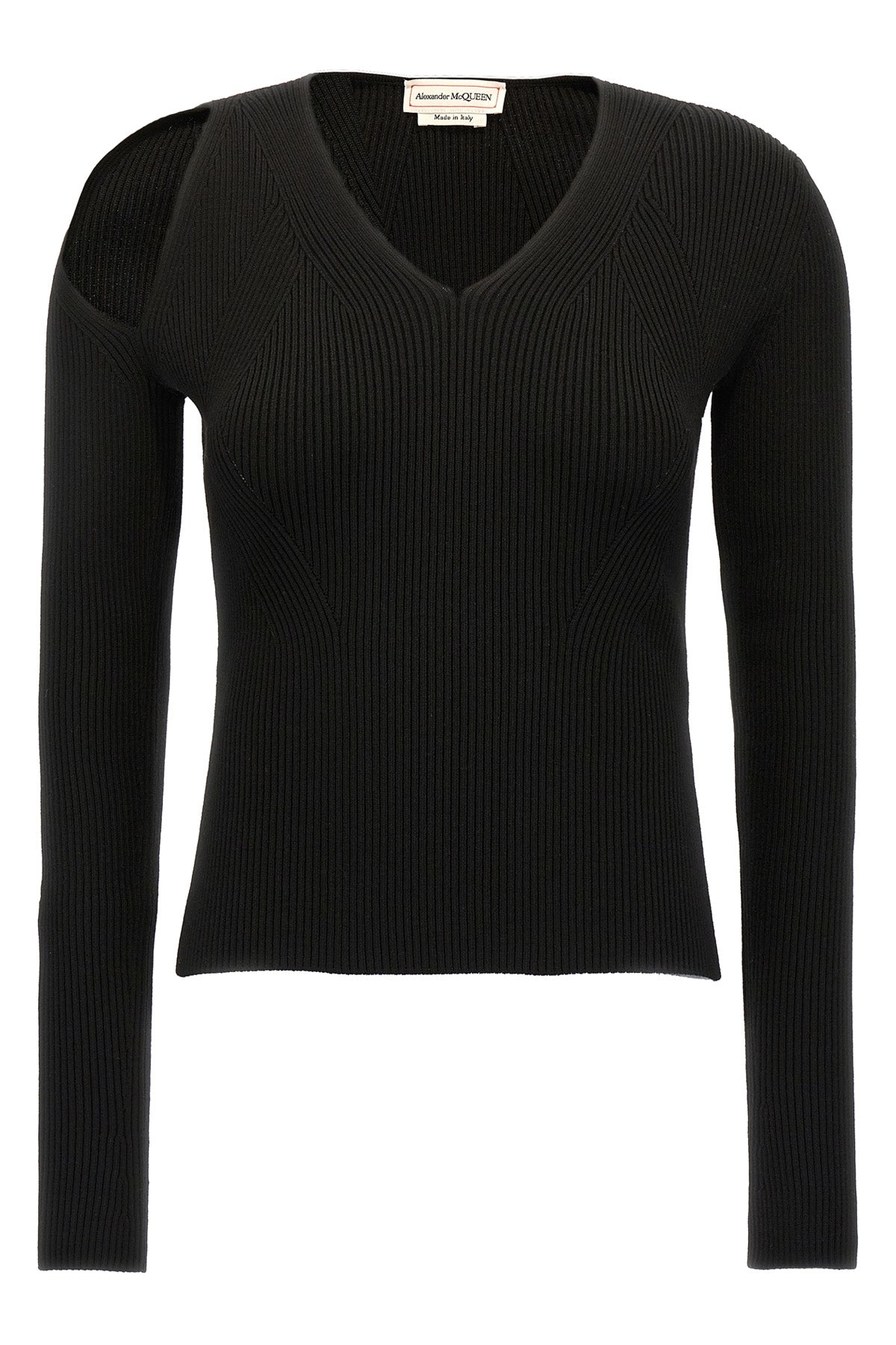stretch ribbed wool sweater