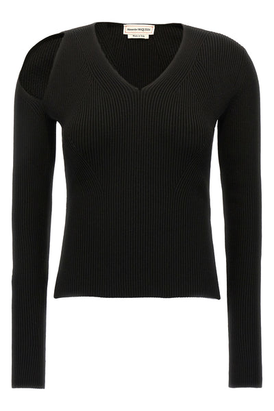 stretch ribbed wool sweater