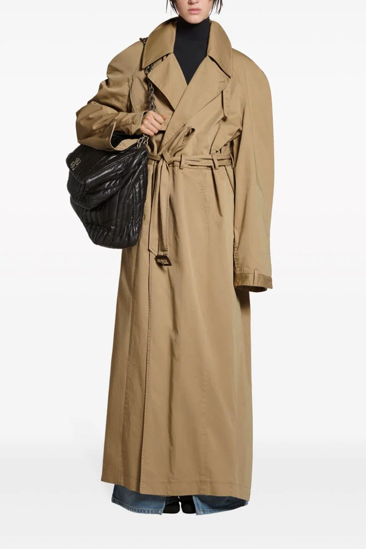 deconstructed cotton twill trench coat