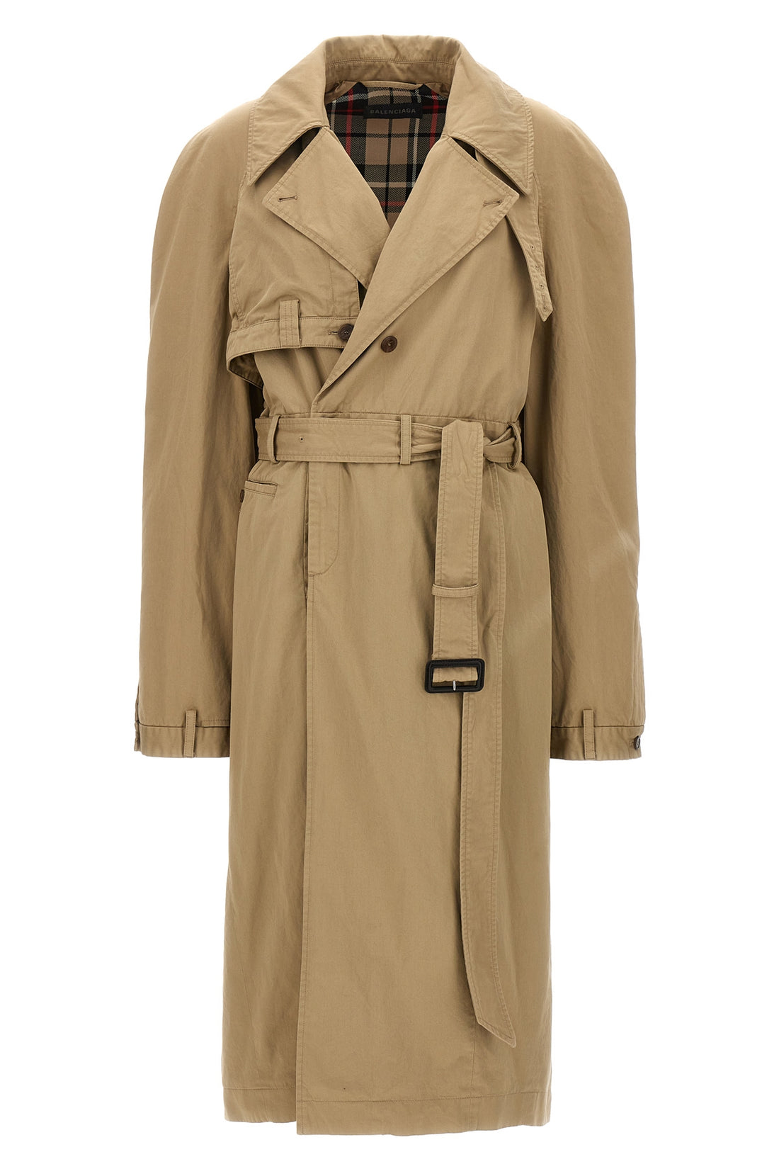 BALENCIAGA 36 deconstructed cotton twill trench coat