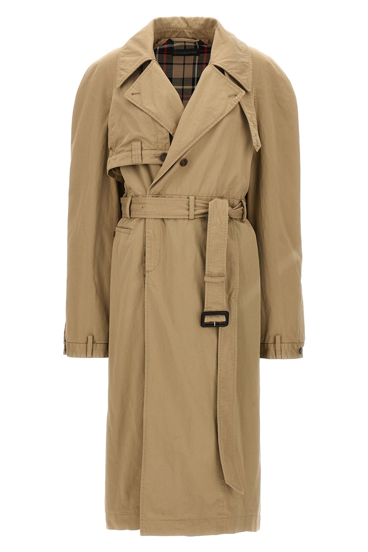 deconstructed cotton twill trench coat