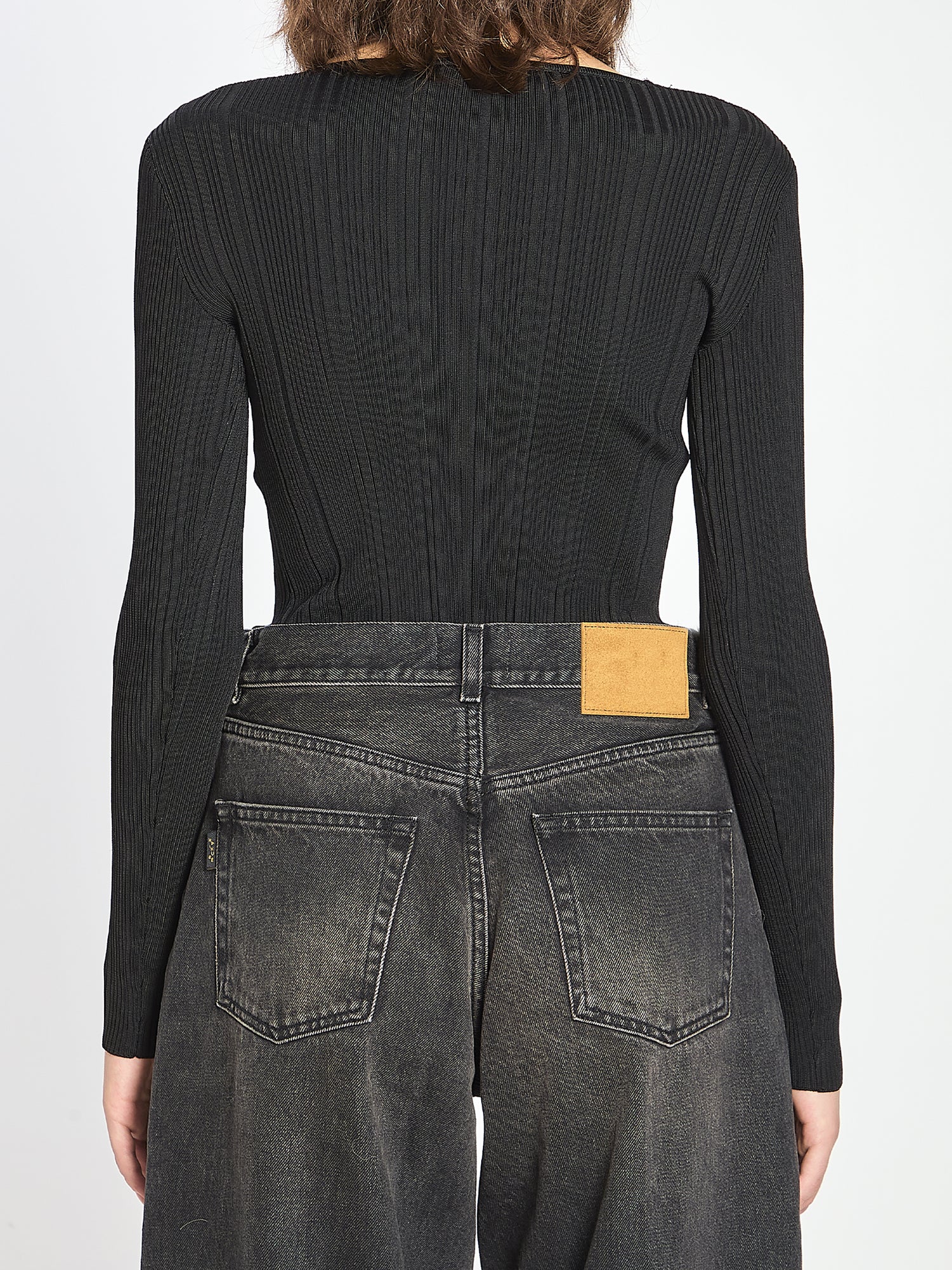 SELF PORTRAIT M lace trim knit top 