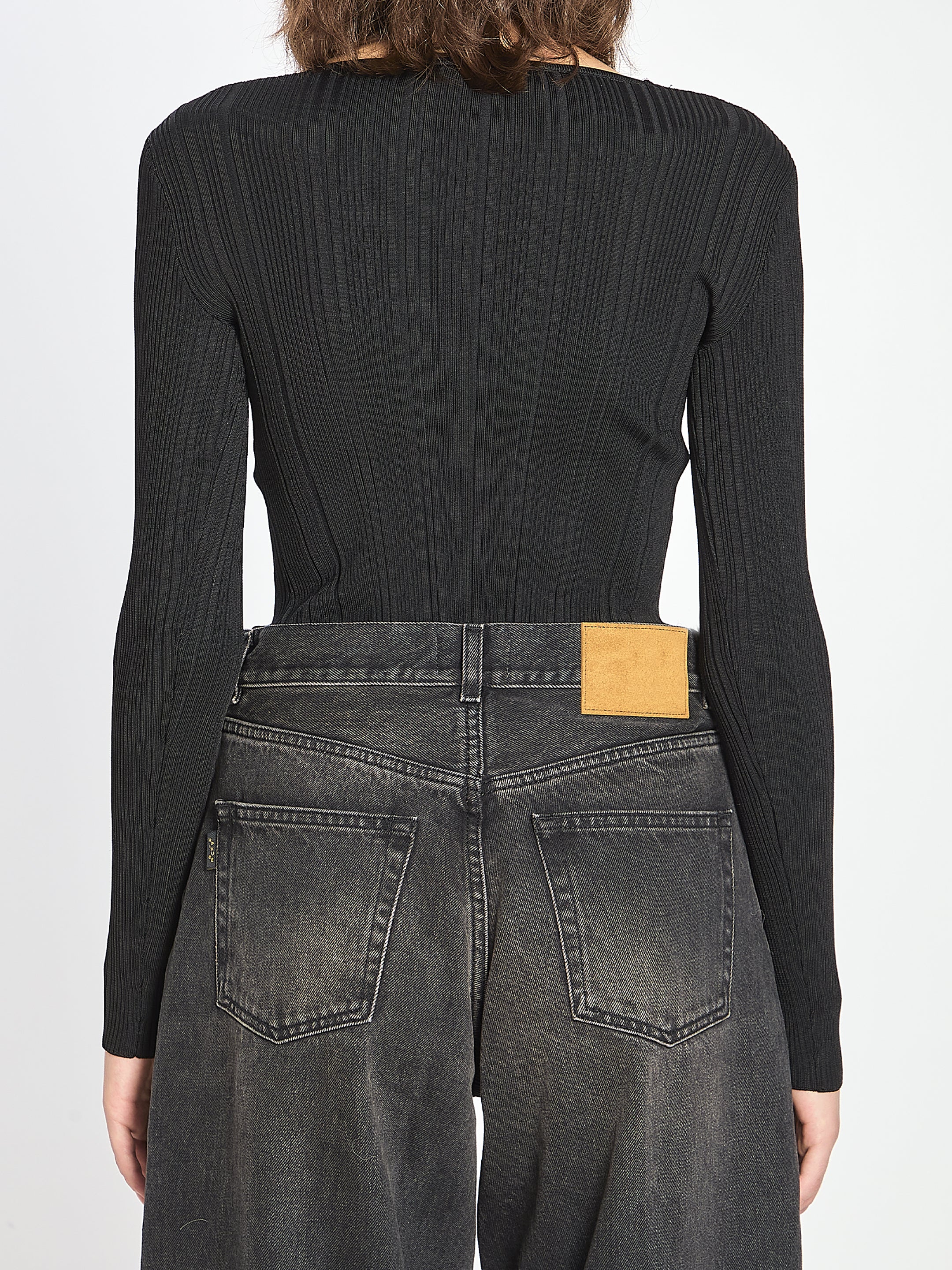 SELF PORTRAIT M lace trim knit top 