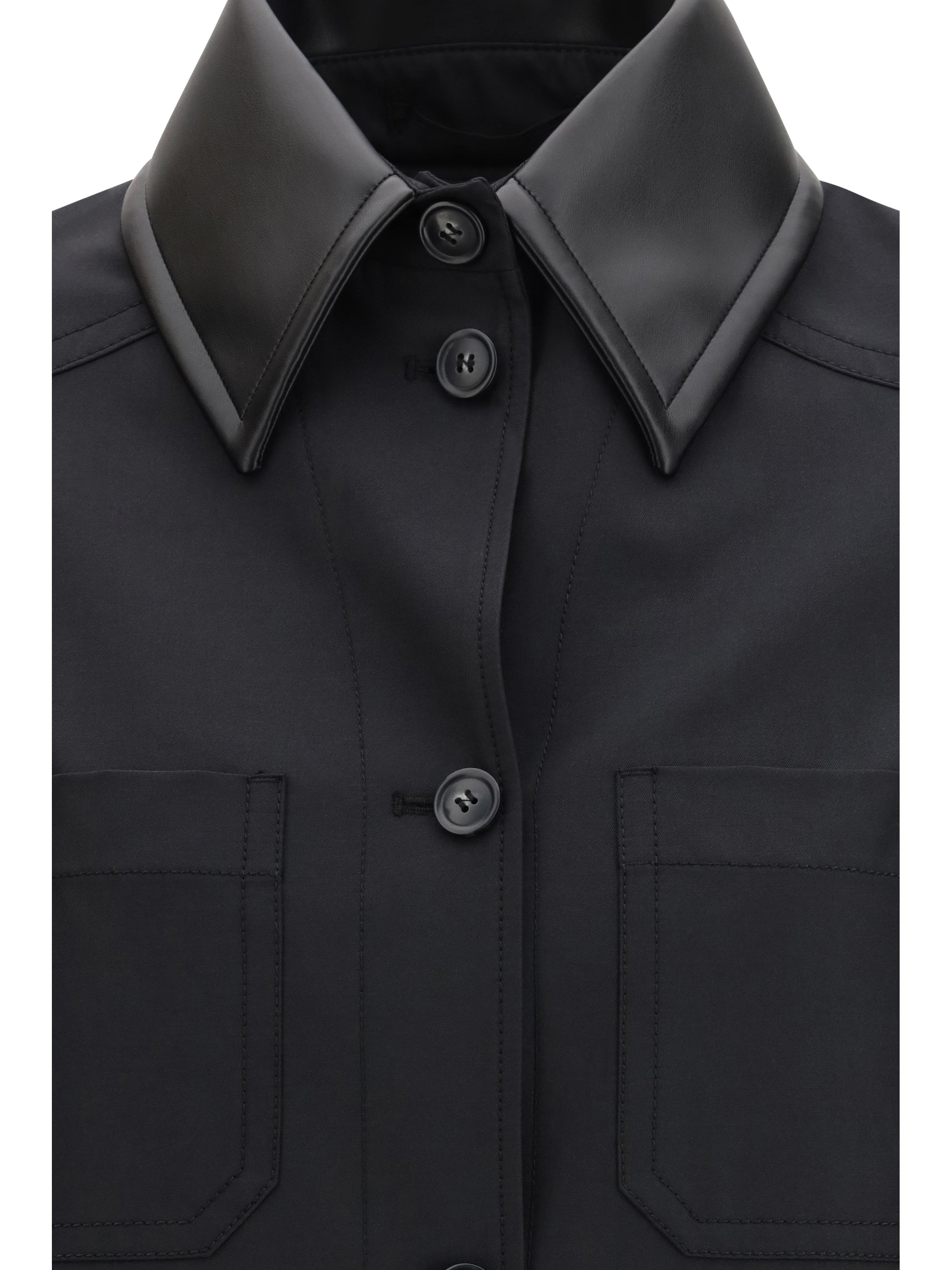 cotton gabardine shirt with pleated back
